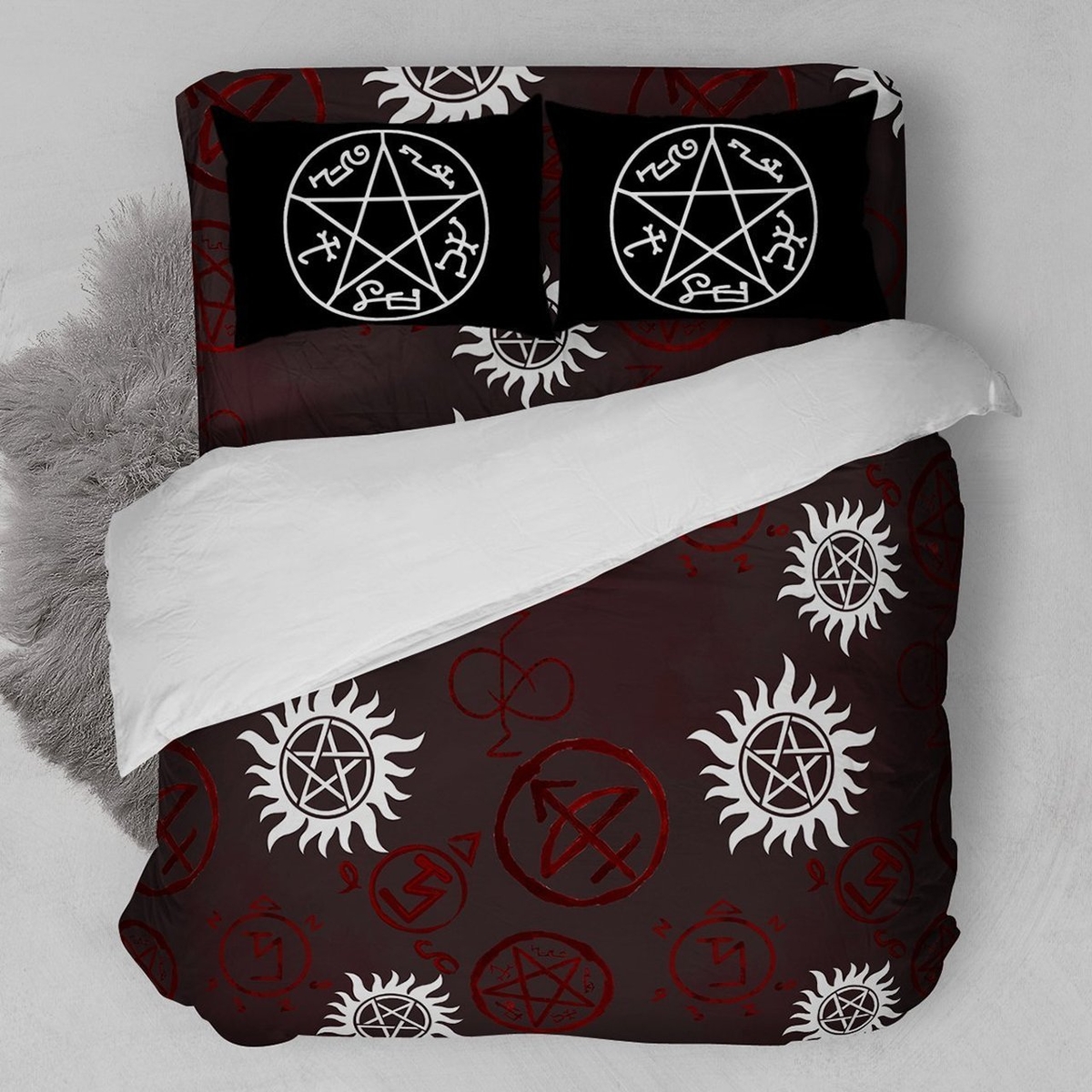 Supernatural Symbols Custom Bedding Set (Duvet Cover & Pillowcases) - Unique Anime Apparel for Fans