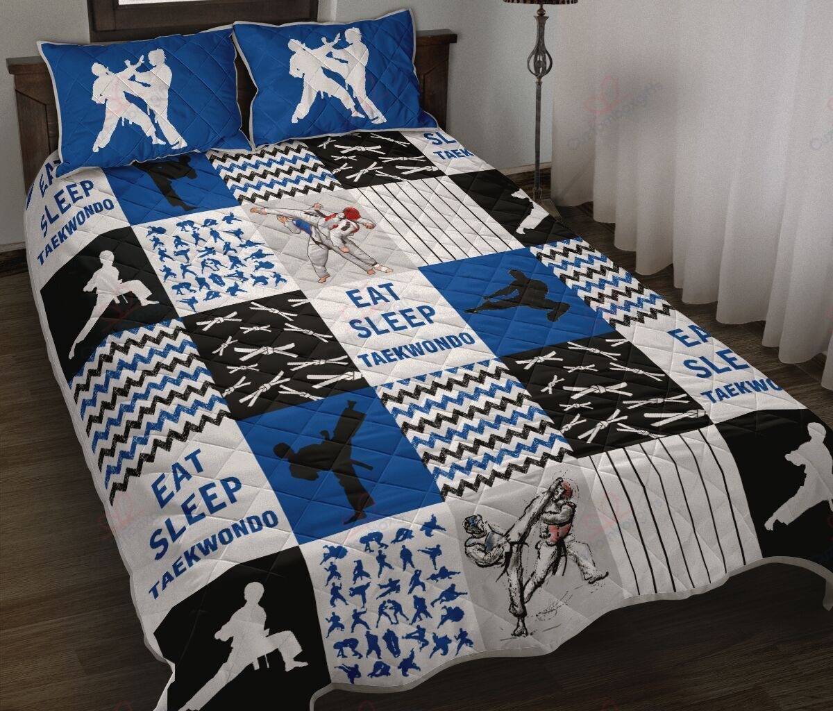 Taekwondo Eat Sleep Taekwondo Quilt Bedding Set Bed Sheets Spread Comforter Duvet Cover - Unique Anime Apparel for Fans