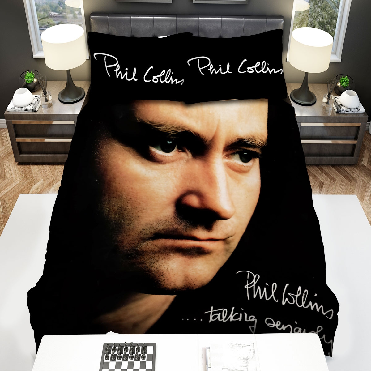 Talking Seriously Phil Collins Bed Sheets Spread Duvet Cover Bedding Set - Unique Anime Apparel for Fans