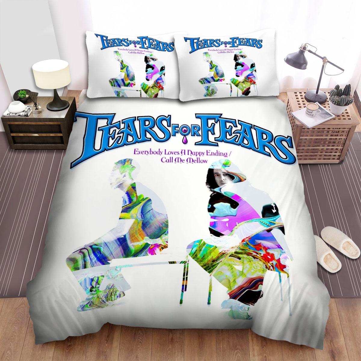 Tears For Fears Band Everybody Loves A Happy Ending Call Me Mellow Album Cover Bed Sheets Spread Duvet Cover Bedding Set - Unique Anime Apparel for Fans