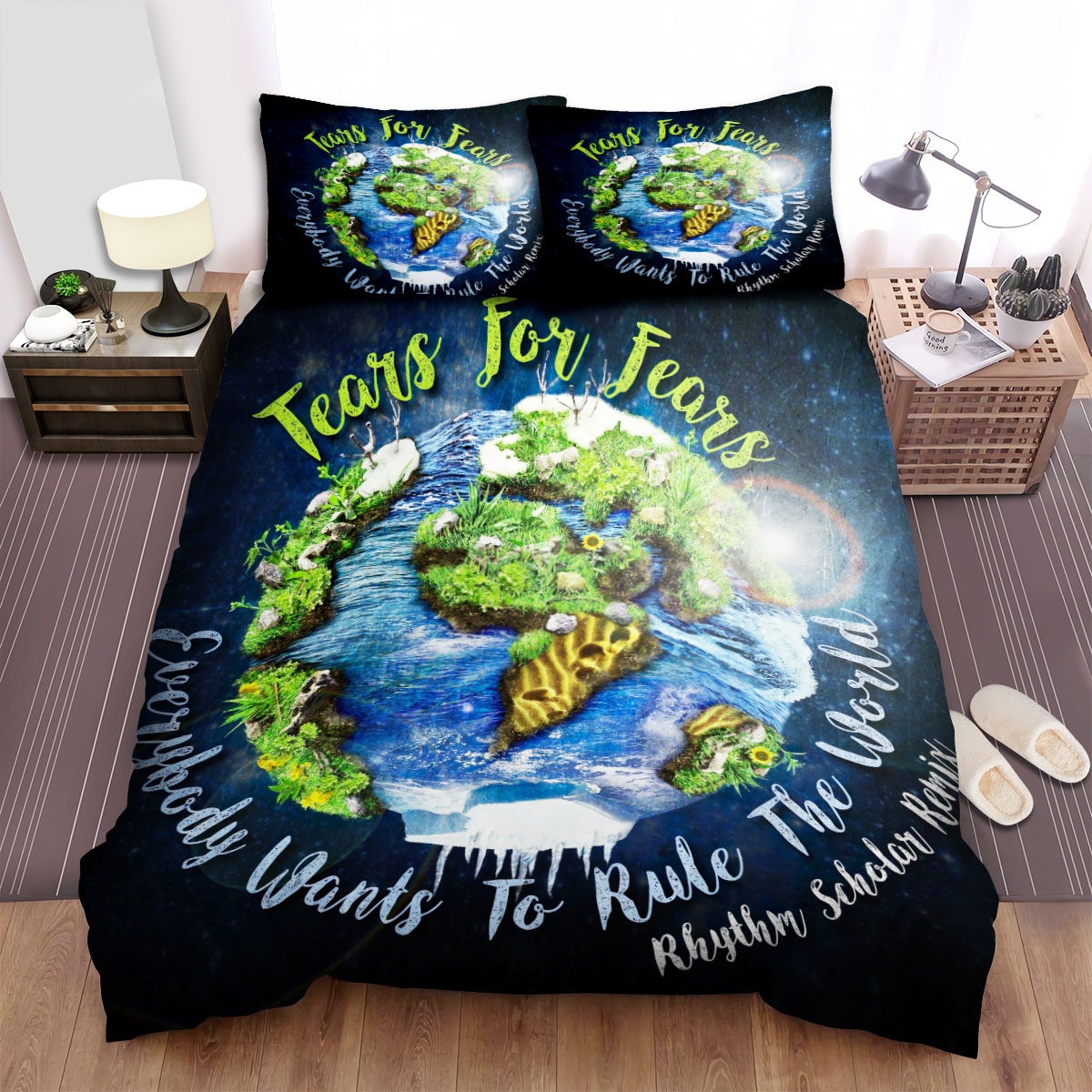 Tears For Fears Band Everybody Wants To Rule The World (Rhythm Scholar Remix) Album Cover Bed Sheets Spread Duvet Cover Bedding Set - Unique Anime Apparel for Fans