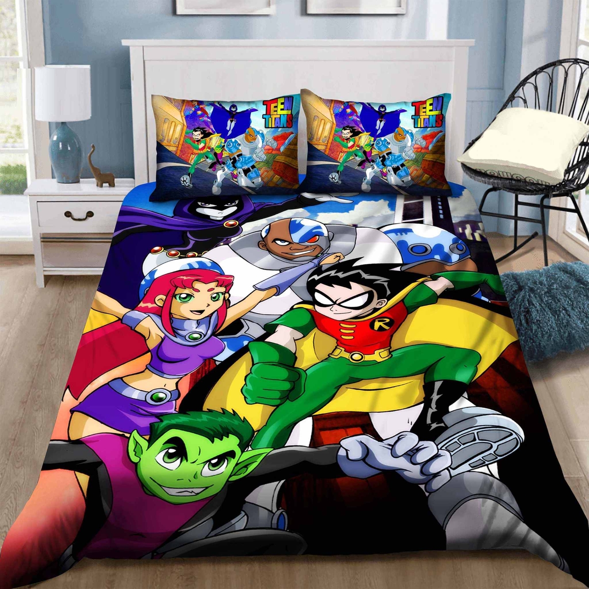 Teen Titans Bedding Set Sleepy (Duvet Cover & Pillow Cases) - Unique Anime Apparel for Fans