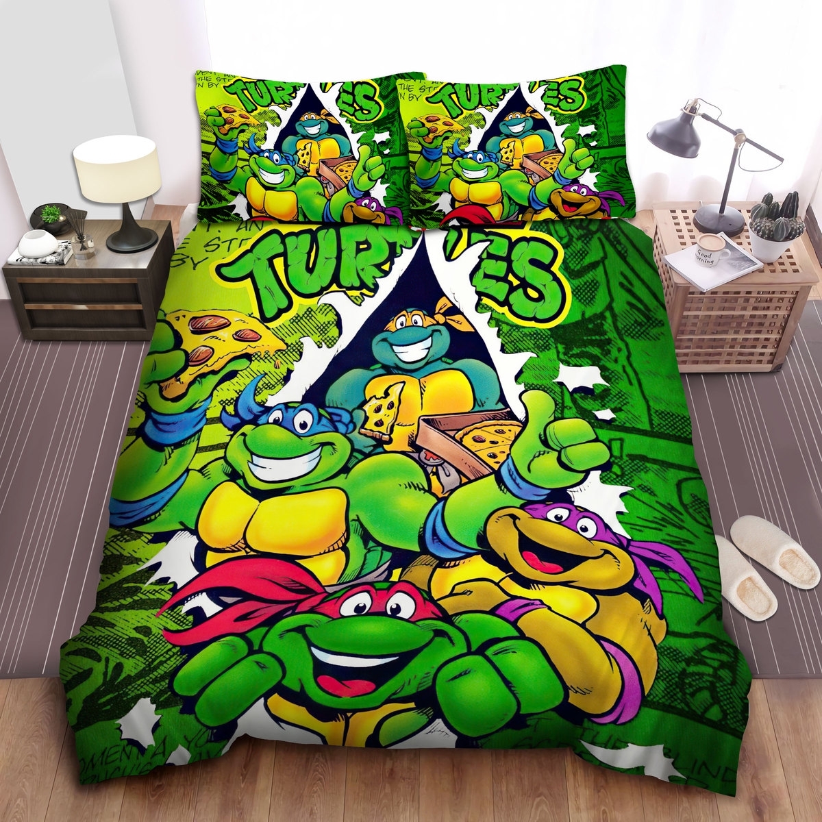 Teenage Mutant Ninja Turtles Break Out From Comic Bed Sheets Spread Duvet Cover Bedding Set - Unique Anime Apparel for Fans