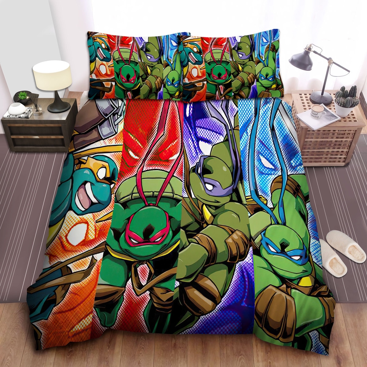 Teenage Mutant Ninja Turtles Split Digital Art Bed Sheets Spread Comforter Duvet Cover Bedding Set - Unique Anime Apparel for Fans