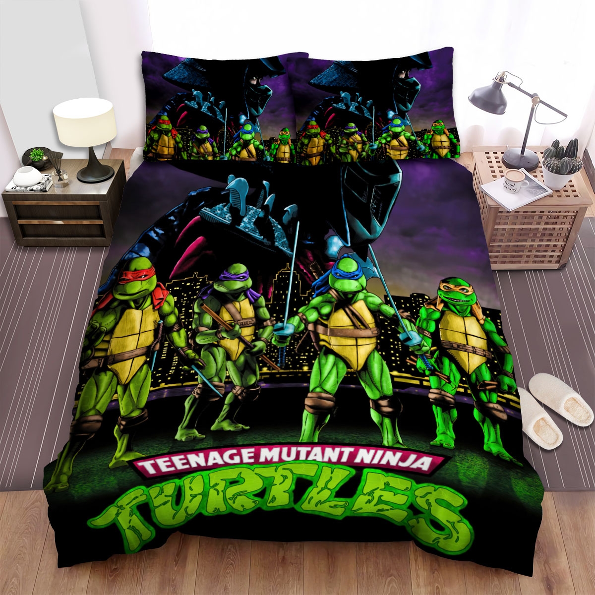 Teenage Mutant Ninja Turtles The Movie (1990) Movie Poster Fanart Bed Sheets Spread Duvet Cover Bedding Set - Unique Anime Apparel for Fans