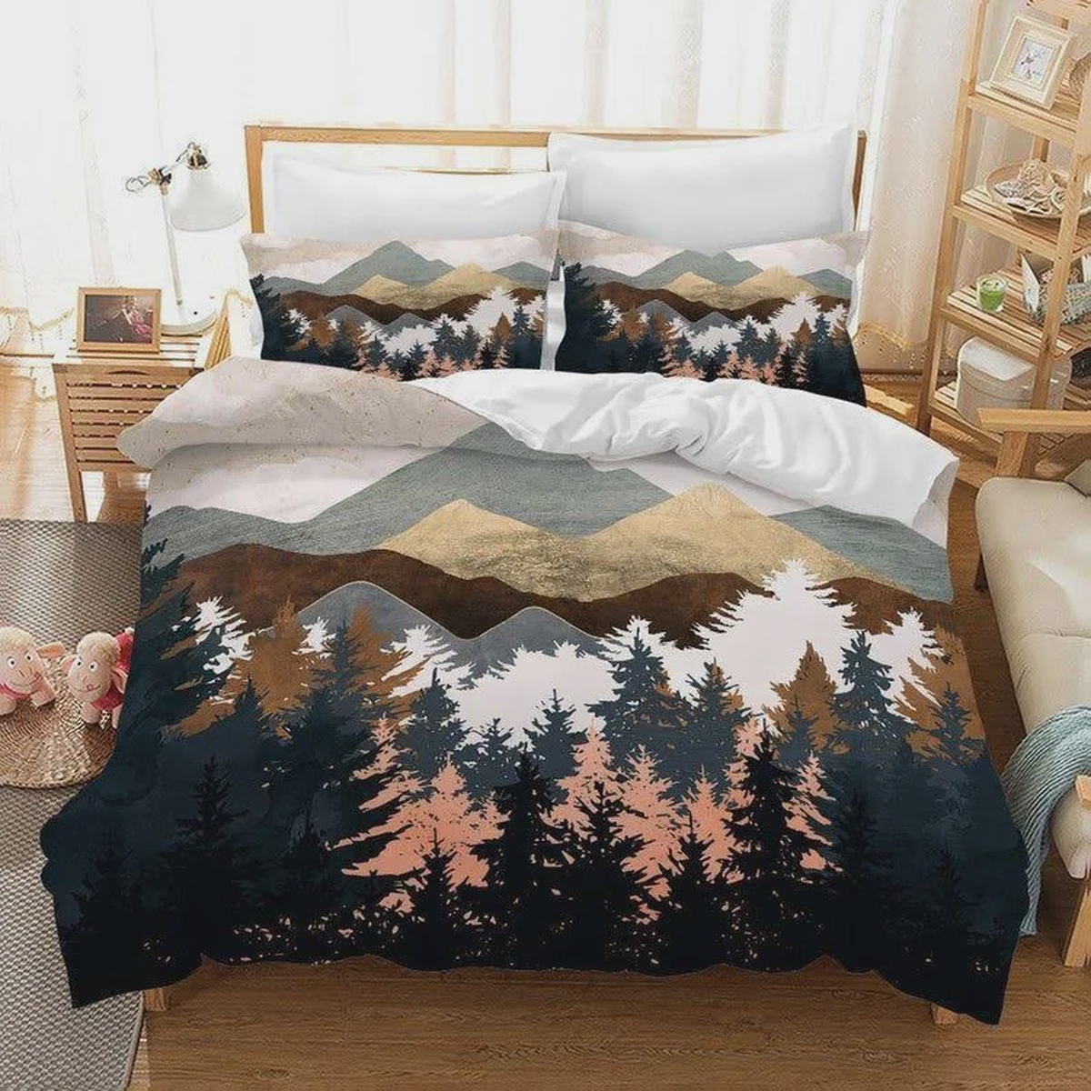 Temperate Coniferous Forest Bed Sheets Spread Duvet Cover Bedding Set - Unique Anime Apparel for Fans