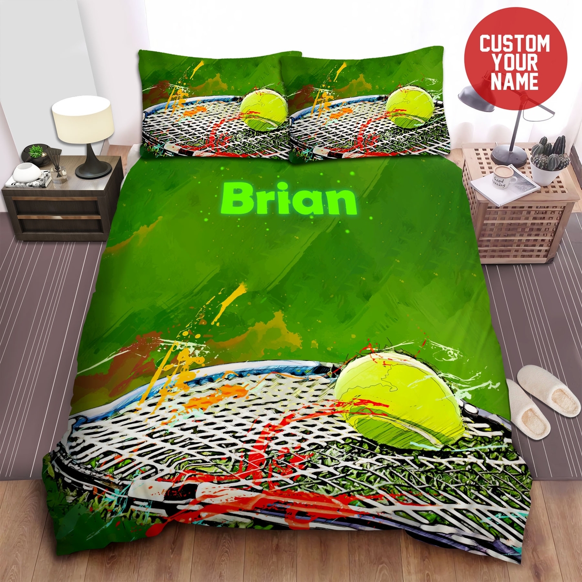 Tennis Painting Custom Name Duvet Cover Bedding Set - Unique Anime Apparel for Fans