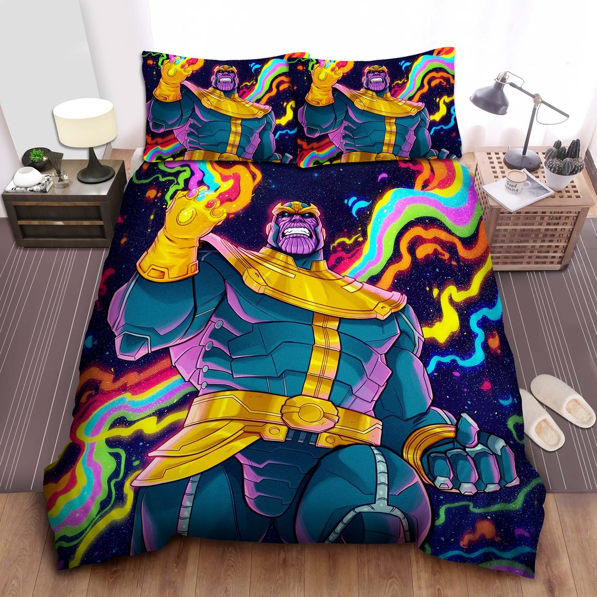 Thanos Marvel Comic Bed Sheets Spread Duvet Cover Bedding Set - Unique Anime Apparel for Fans