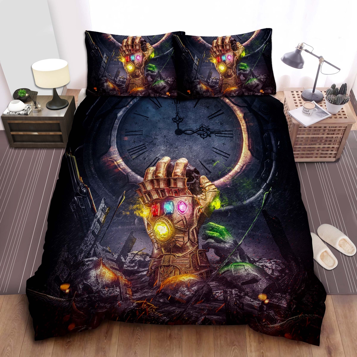 Thanos's Infinity Gauntlet Bed Sheets Spread Comforter Duvet Cover Bedding Set - Unique Anime Apparel for Fans