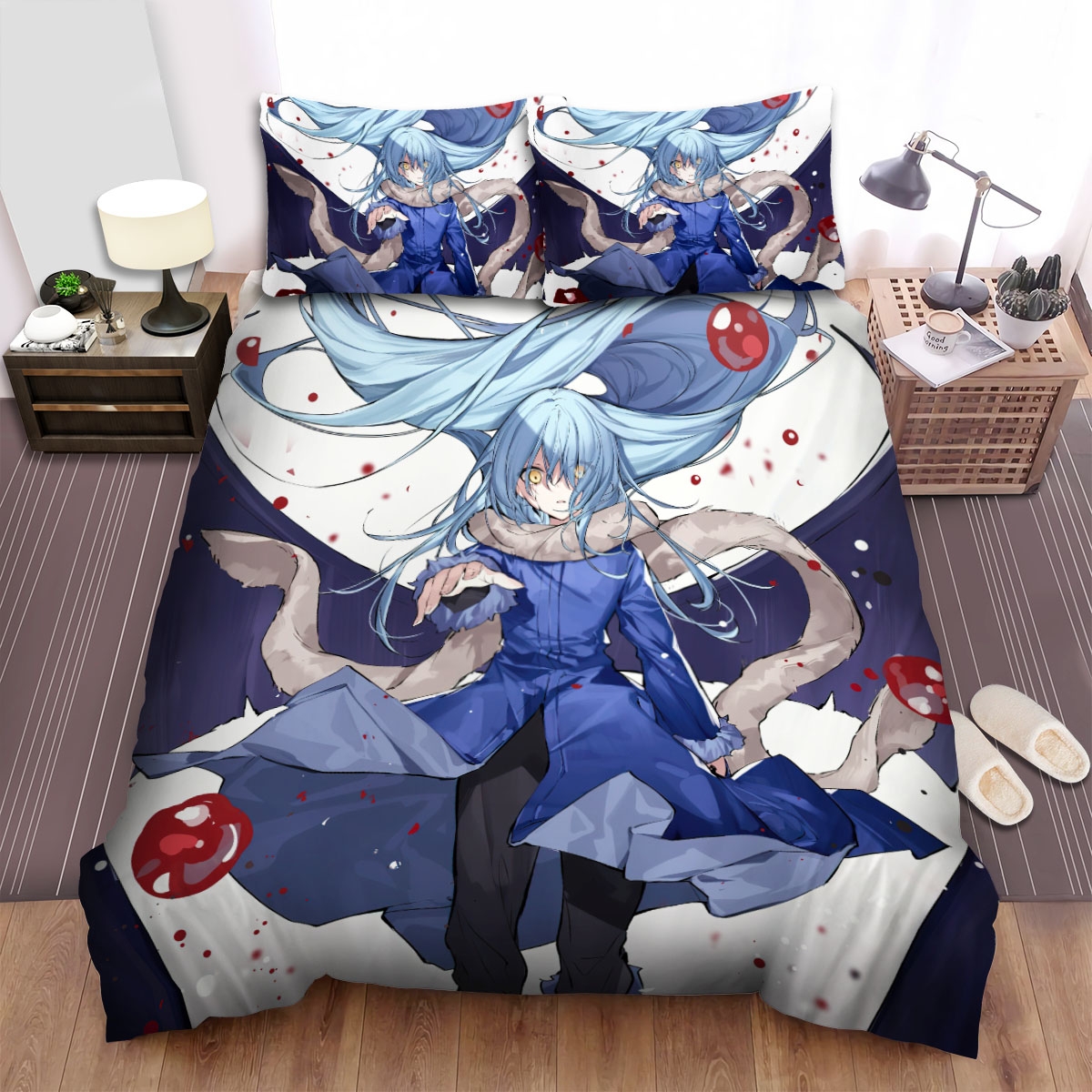 That Time I Got Reincarnated As A Slime (2018) Bloody Movie Poster Bed Sheets Spread Duvet Cover Bedding Set - Unique Anime Apparel for Fans