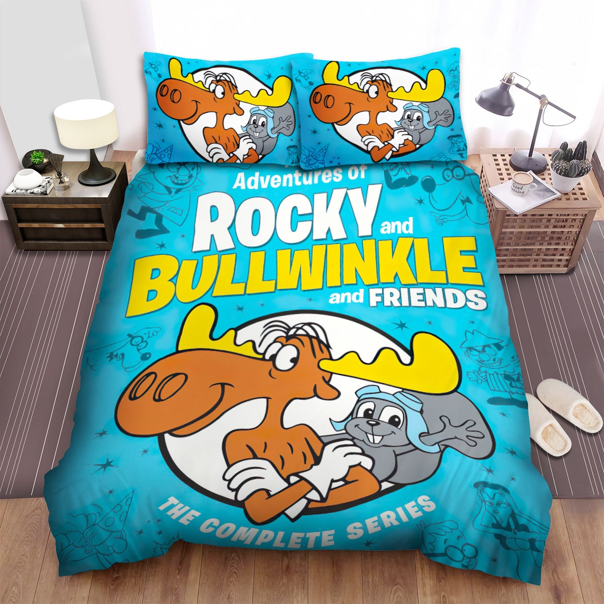 The Adventures Of Rocky And Bullwinkle And Friends Poster Bed Sheets Spread Duvet Cover Bedding Set - Unique Anime Apparel for Fans