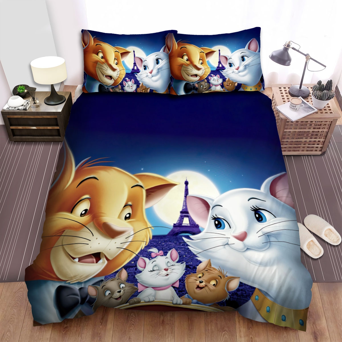 The Aristocats Family In Paris Bed Sheet Spread Duvet Cover Bedding Set - Unique Anime Apparel for Fans