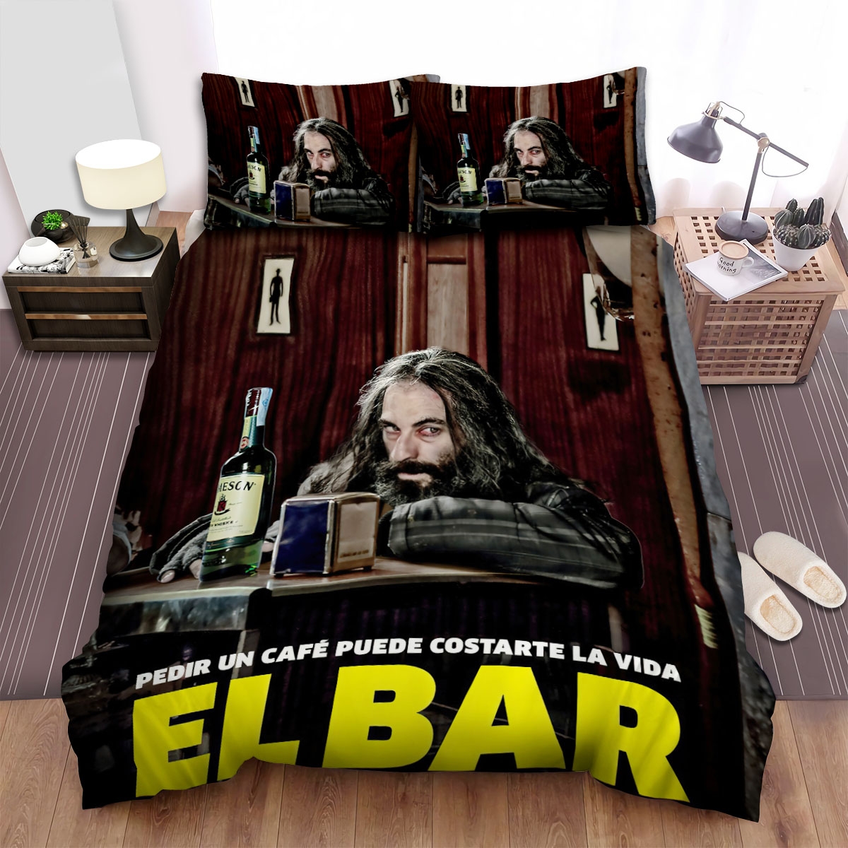 The Bar Poster Jaime Ordez Es Israel Bed Sheets Spread Duvet Cover Bedding Set - Unique Anime Apparel for Fans