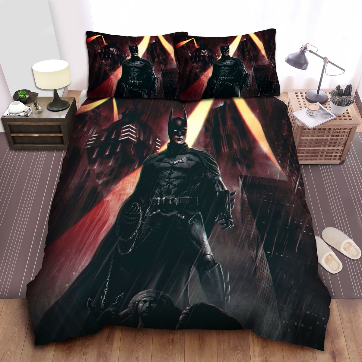 The Batman With Bat Chains Bed Sheets Spread Duvet Cover Bedding Set - Unique Anime Apparel for Fans