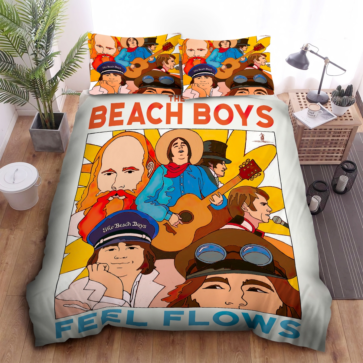 The Beach Boys Feel Flows Illustration Bed Sheets Spread Duvet Cover Bedding Set - Unique Anime Apparel for Fans