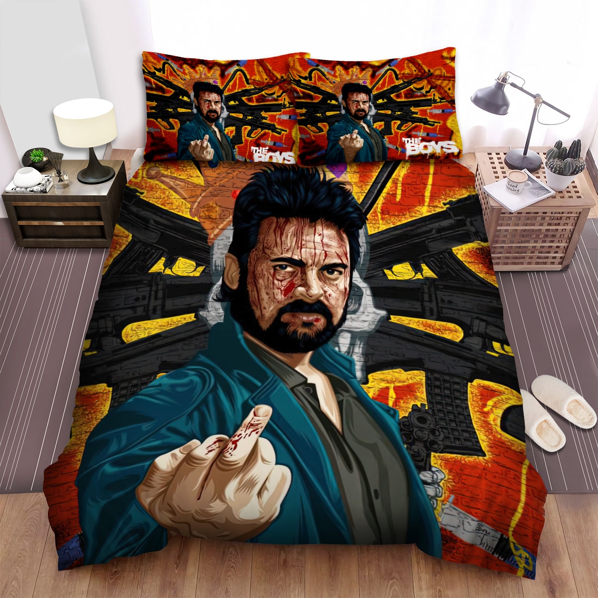 The Boys Billy Butcher Middle Finger Up Bed Sheets Spread Duvet Cover Bedding Set - Unique Anime Apparel for Fans