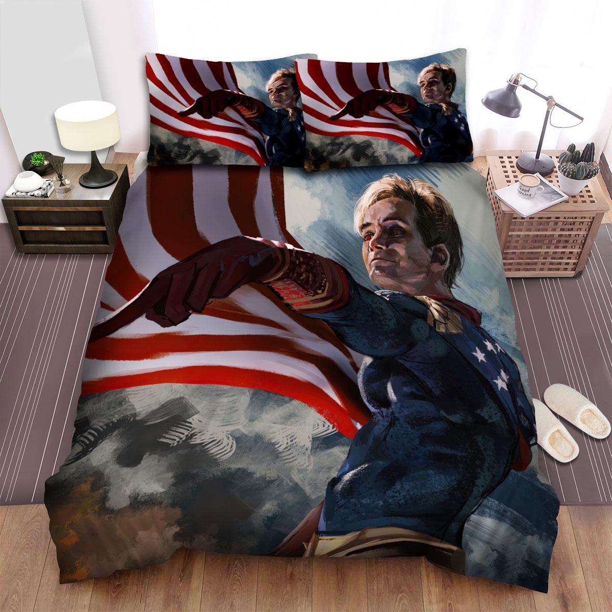 The Boys Homelander Digital Artwork Bed Sheets Spread Duvet Cover Bedding Set - Unique Anime Apparel for Fans