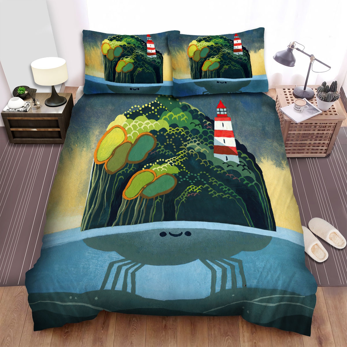 The Crab Carrying The Hill Bed Sheets Spread Duvet Cover Bedding Set - Unique Anime Apparel for Fans