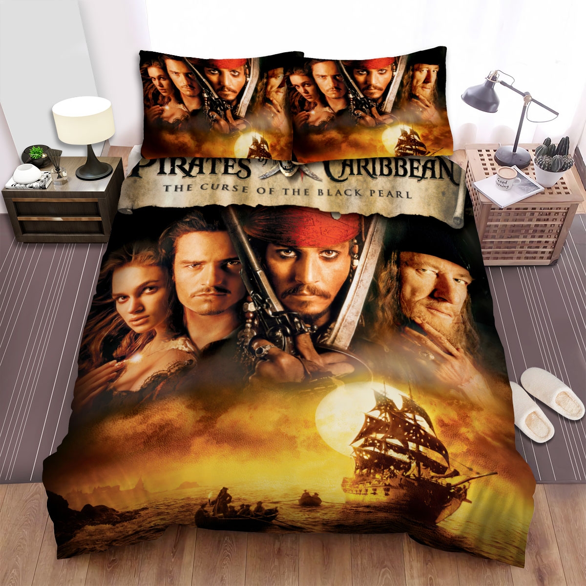 The Curse Of The Black Pearl (2003) Movie Poster Bed Sheets Spread Duvet Cover Bedding Set - Unique Anime Apparel for Fans