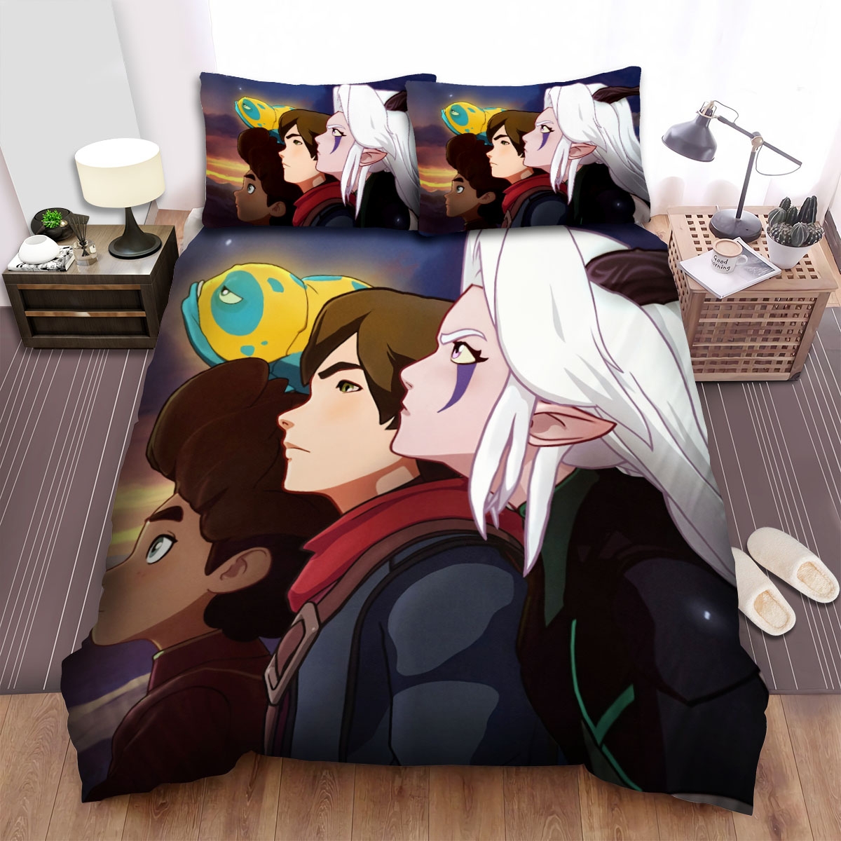 The Dragon Prince Looking In One Direction Bed Sheets Spread Duvet Cover Bedding Set - Unique Anime Apparel for Fans