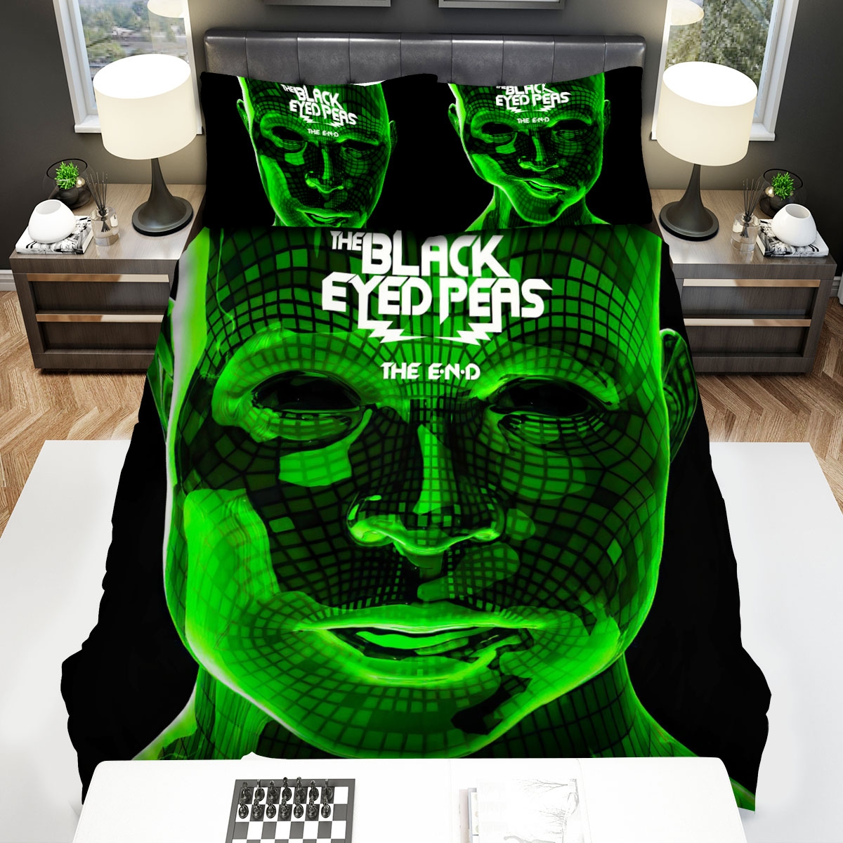 The End Green Ver The Black Eyed Peas Bed Sheets Spread Duvet Cover Bedding Set - Unique Anime Apparel for Fans