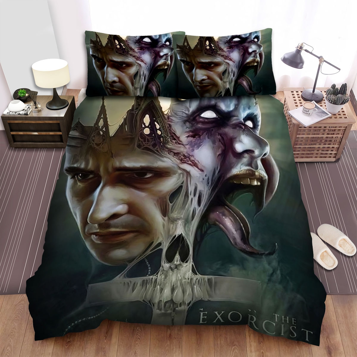 The Exorcist (2016-2018) Monster's Face Movie Poster Bed Sheets Spread Comforter Duvet Cover Bedding Set - Unique Anime Apparel for Fans