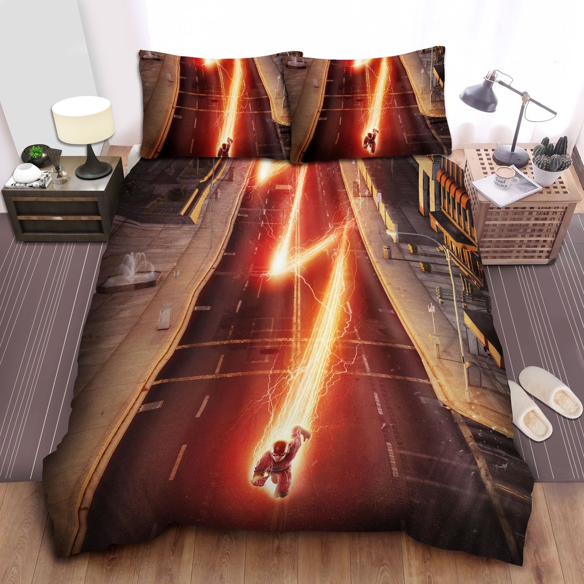 The Flash Running After His Logo Bed Sheets Spread Duvet Cover Bedding Set - Unique Anime Apparel for Fans