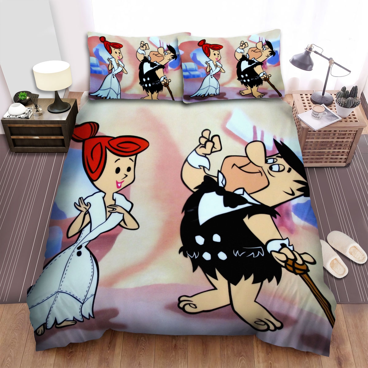 The Flintstones Fred & Wilma In Formal Clothes Bed Sheets Spread Duvet Cover Bedding Set - Unique Anime Apparel for Fans