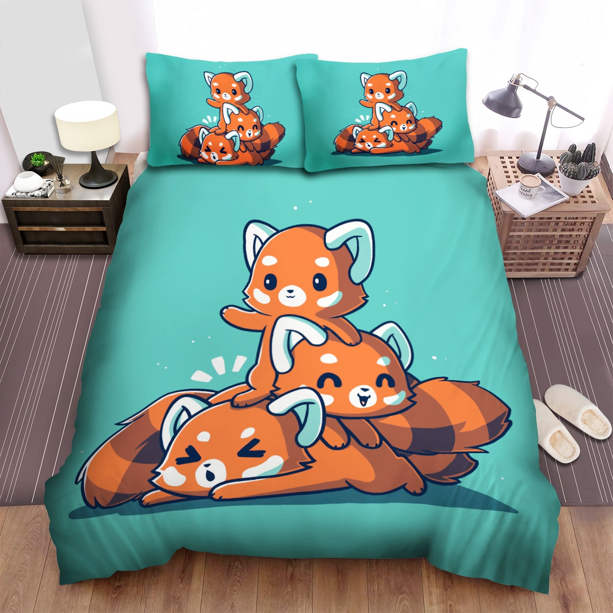 The Fluffy Red Panda Bed Sheets Spread Duvet Cover Bedding Set - Unique Anime Apparel for Fans