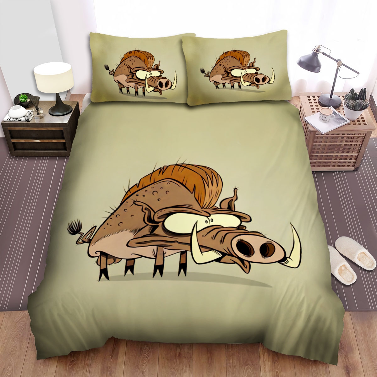 The Funny Boar Standing Bed Sheets Spread Duvet Cover Bedding Set - Unique Anime Apparel for Fans