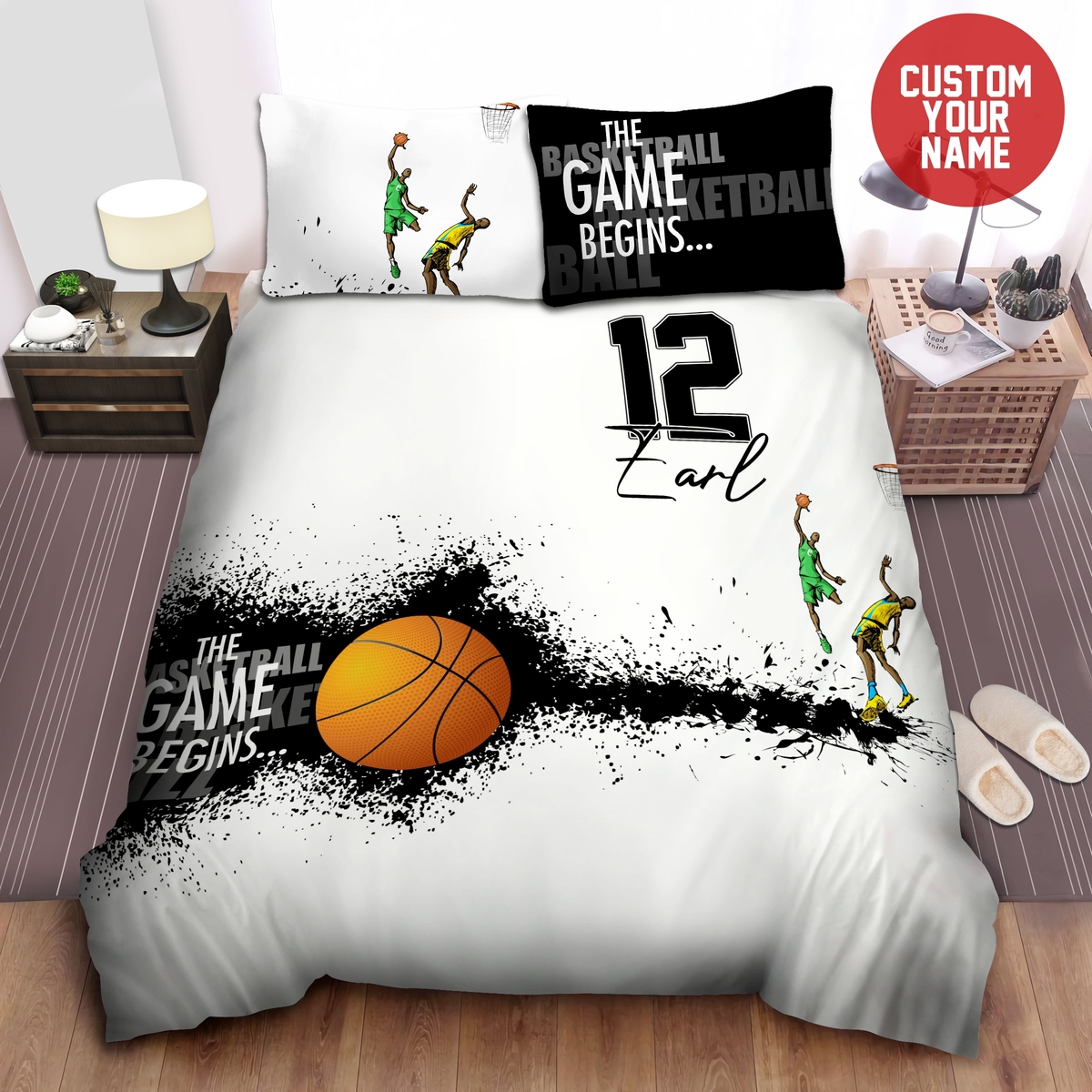 The Game Begins Basketball Personalized Custom Name Duvet Cover Bedding Set - Unique Anime Apparel for Fans