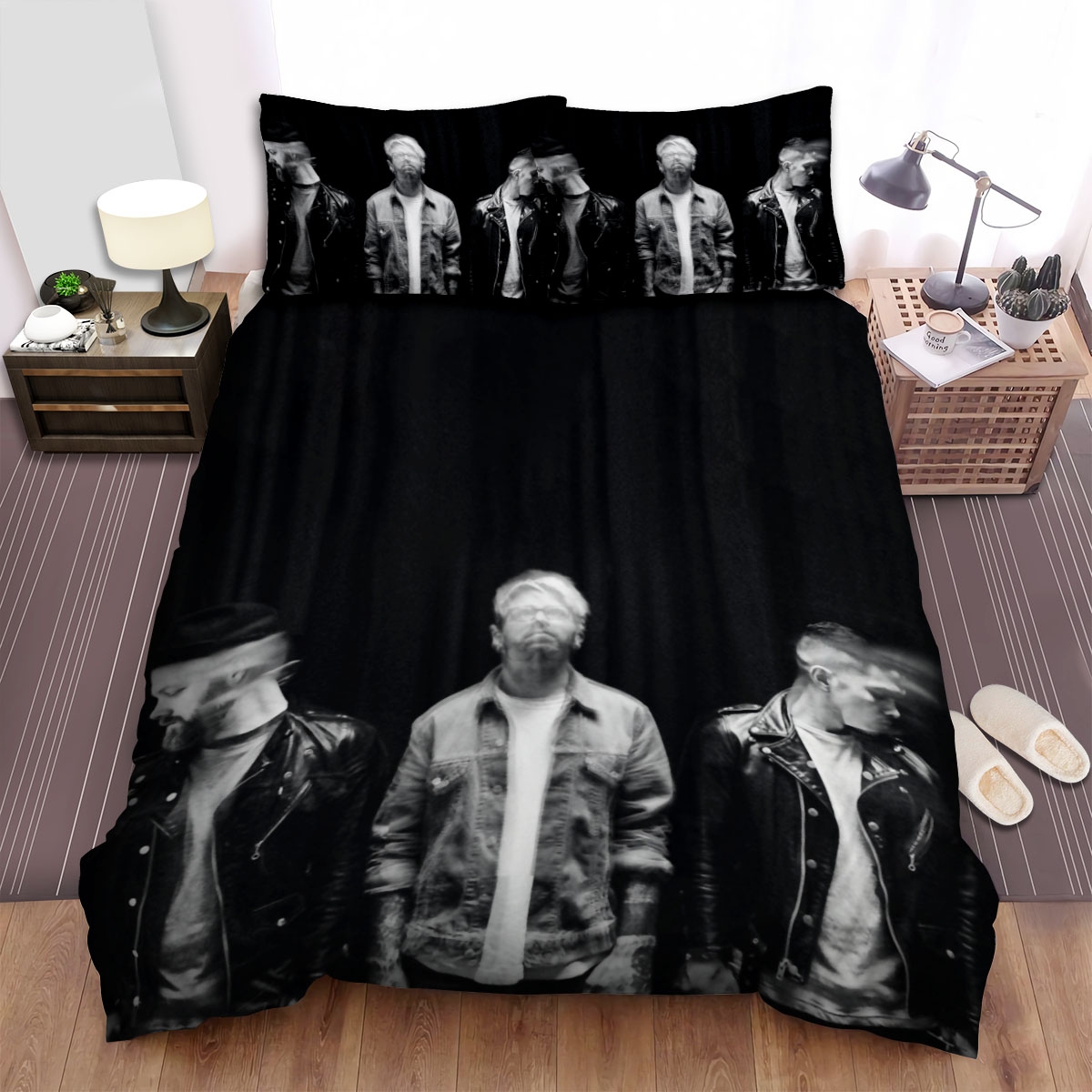 The Glitch Mob Music Band Art Black And White Bed Sheets Spread Duvet Cover Bedding Set - Unique Anime Apparel for Fans