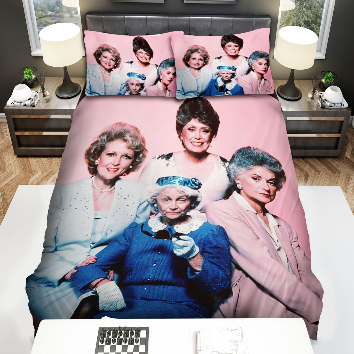 The Golden Girls (1985) Old Picture Bed Sheets Spread Duvet Cover Bedding Set - Unique Anime Apparel for Fans