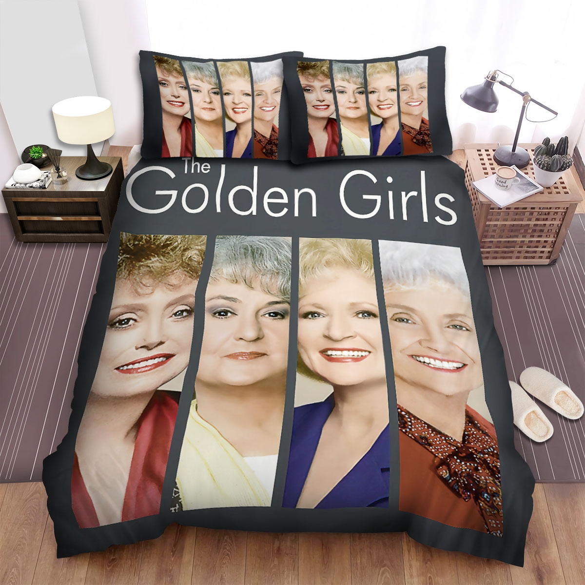 The Golden Girls (1985) Purple Background Bed Sheets Spread Duvet Cover Bedding Set - Unique Anime Apparel for Fans