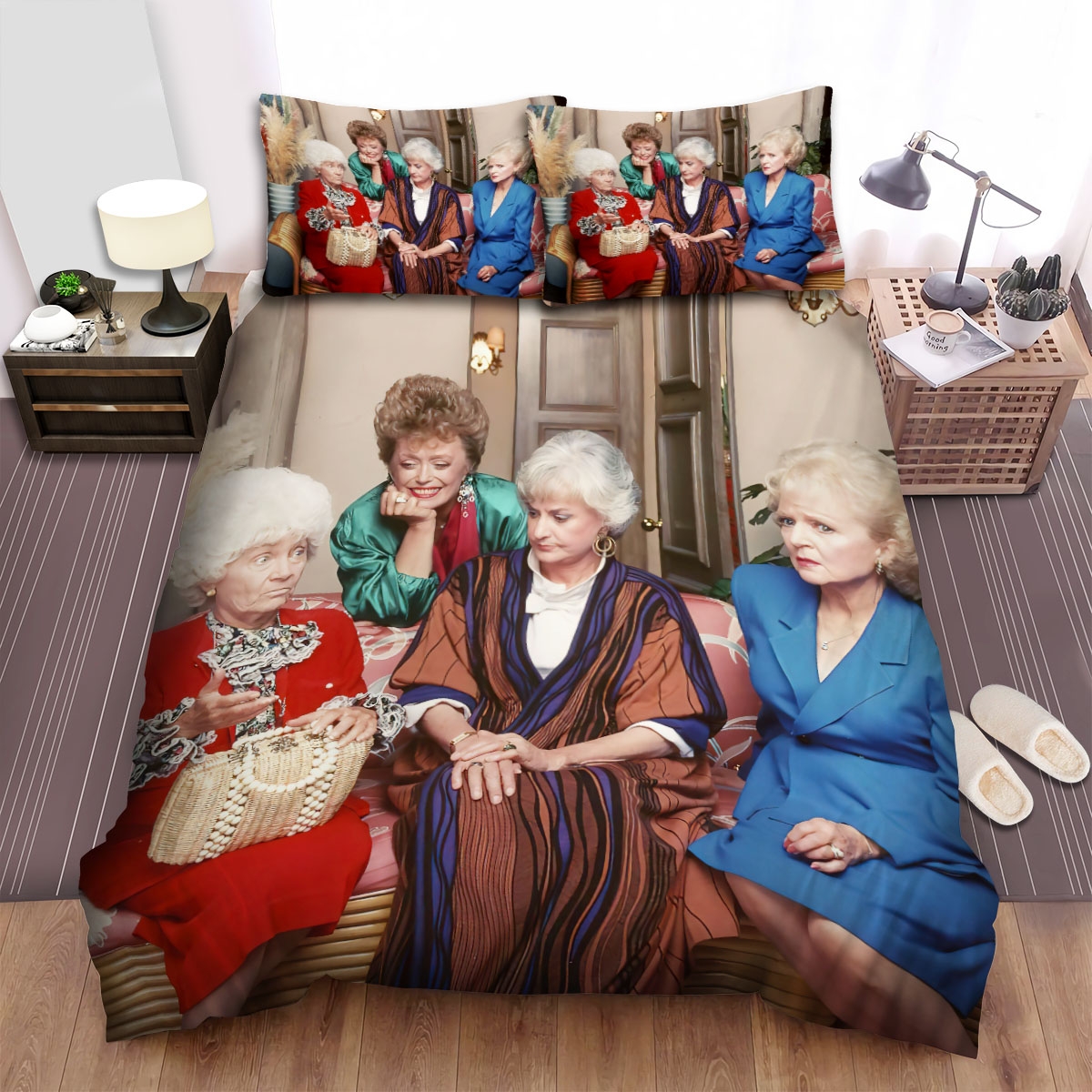 The Golden Girls (1985) Sharing Moment Bed Sheets Spread Duvet Cover Bedding Set - Unique Anime Apparel for Fans