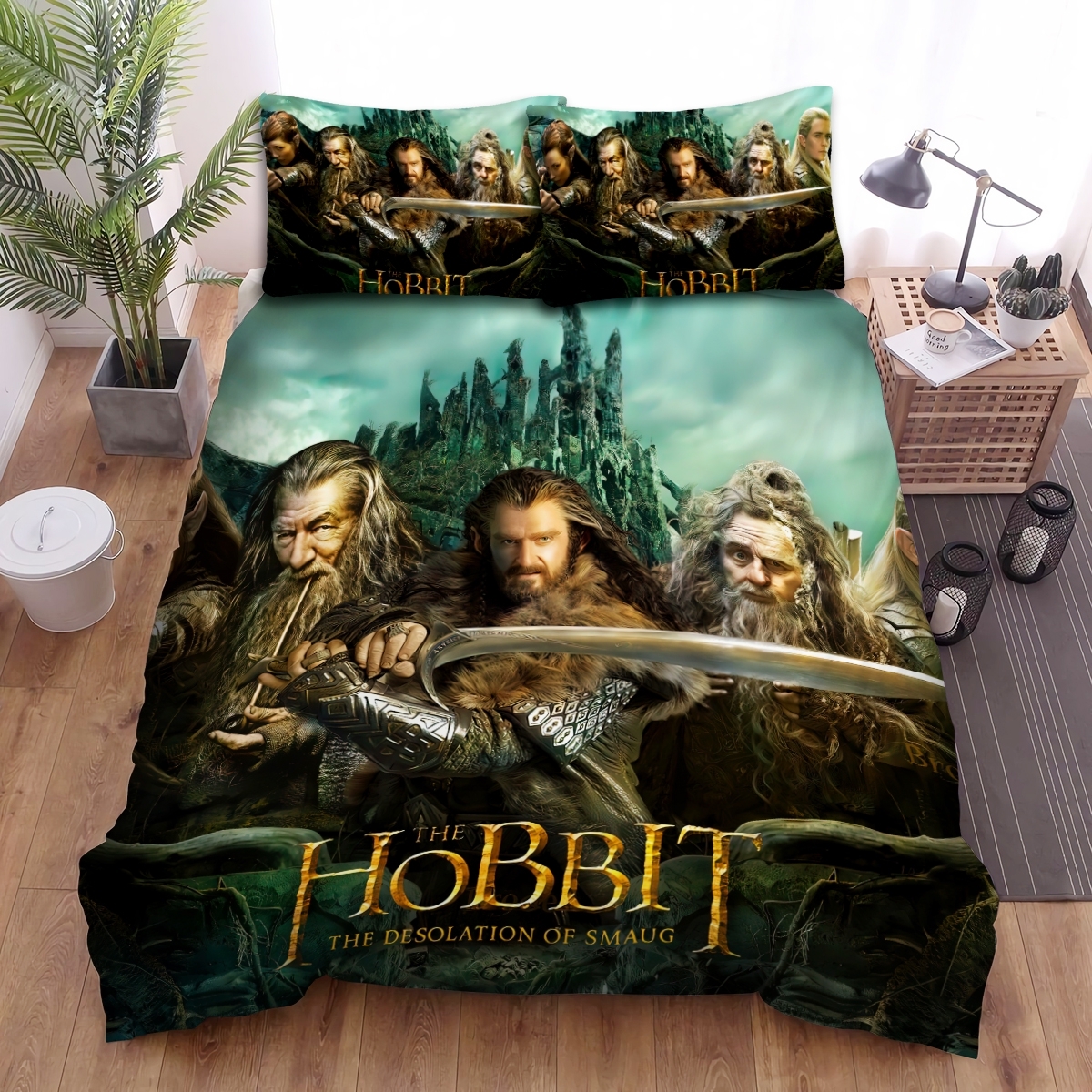 The Hobbit The Desolation Of Smaug Movie Green Cloud Behind Photo Bed Sheets Spread Duvet Cover Bedding Set - Unique Anime Apparel for Fans
