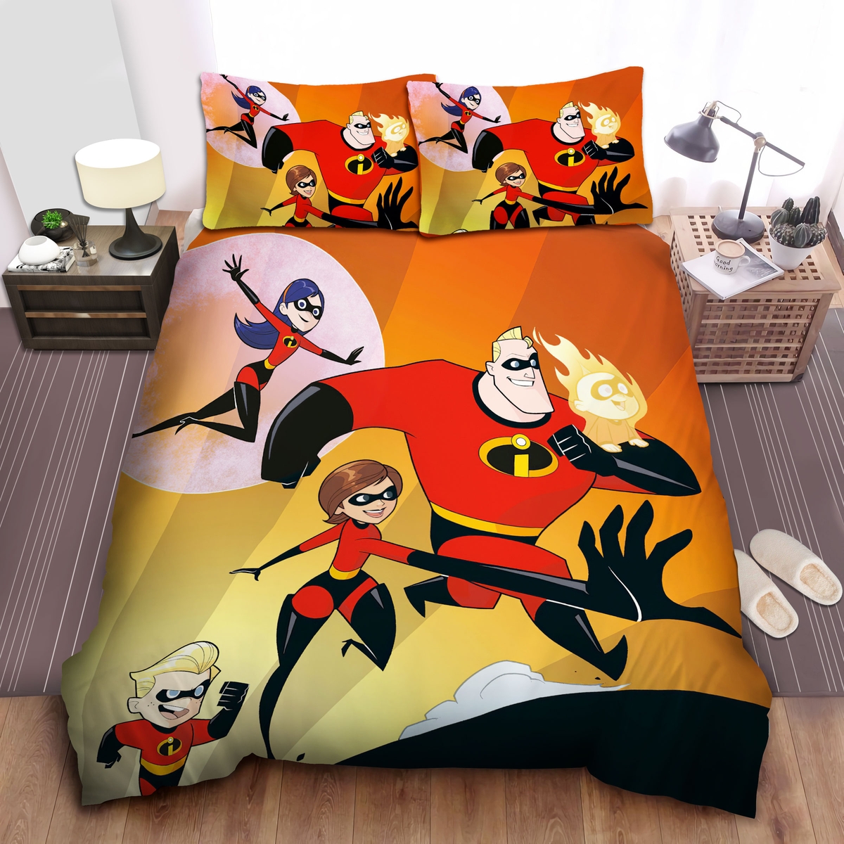 The Incredibles Family Illustration Bed Sheets Spread Duvet Cover Bedding Set - Unique Anime Apparel for Fans