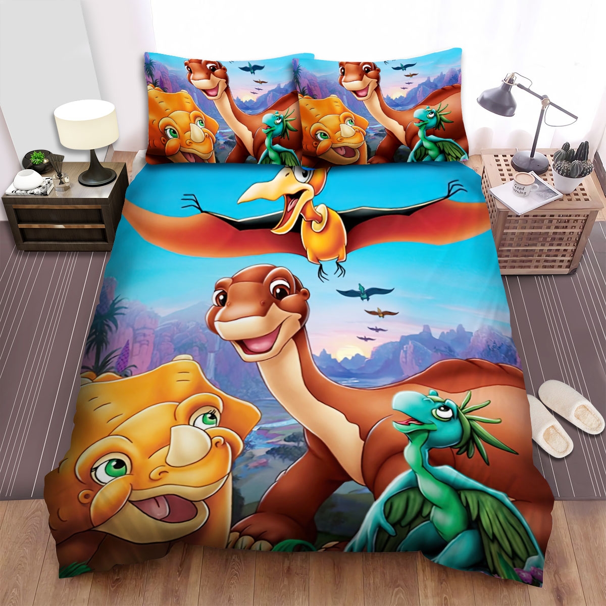 The Land Before Time (1988) Movie Great Day Of The Flyers Bed Sheets Spread Duvet Cover Bedding Set - Unique Anime Apparel for Fans