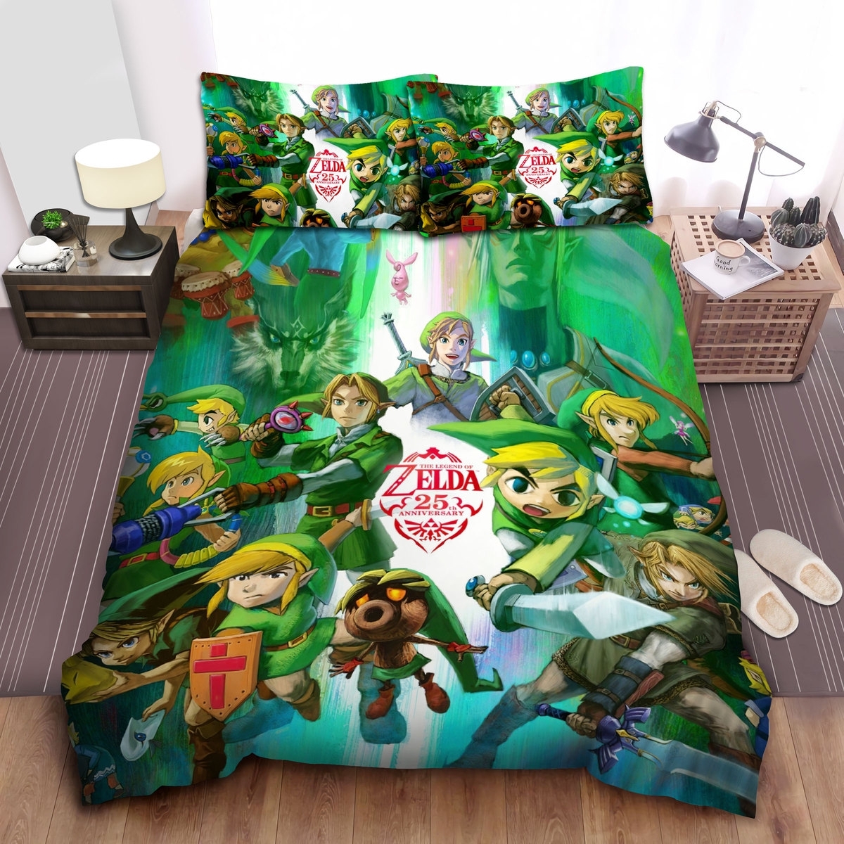The Legend Of Zelda 25th Anniversary Art Painting Bed Sheets Spread Duvet Cover Bedding Set - Unique Anime Apparel for Fans