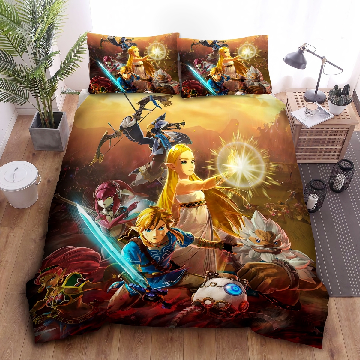 The Legend Of Zelda Link & Friends Protecting Princess Zelda Bed Sheets Spread Duvet Cover Bedding Set - Unique Anime Apparel for Fans