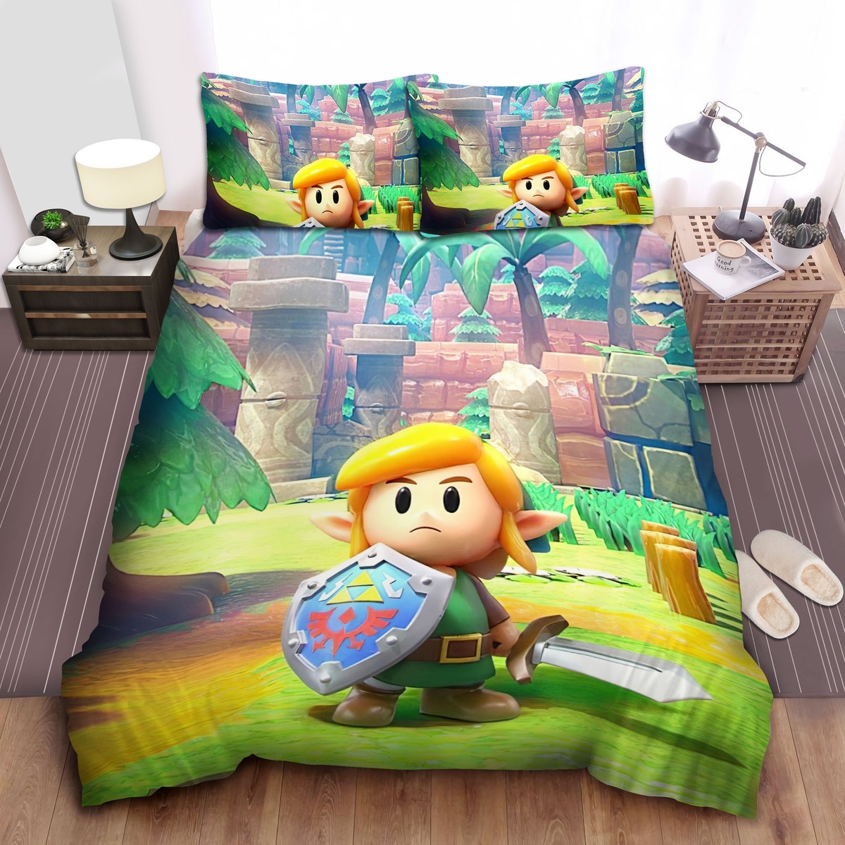 The Legend Of Zelda Link's Awakening 3d Artwork Bed Sheets Spread Comforter Duvet Cover Bedding Set - Unique Anime Apparel for Fans