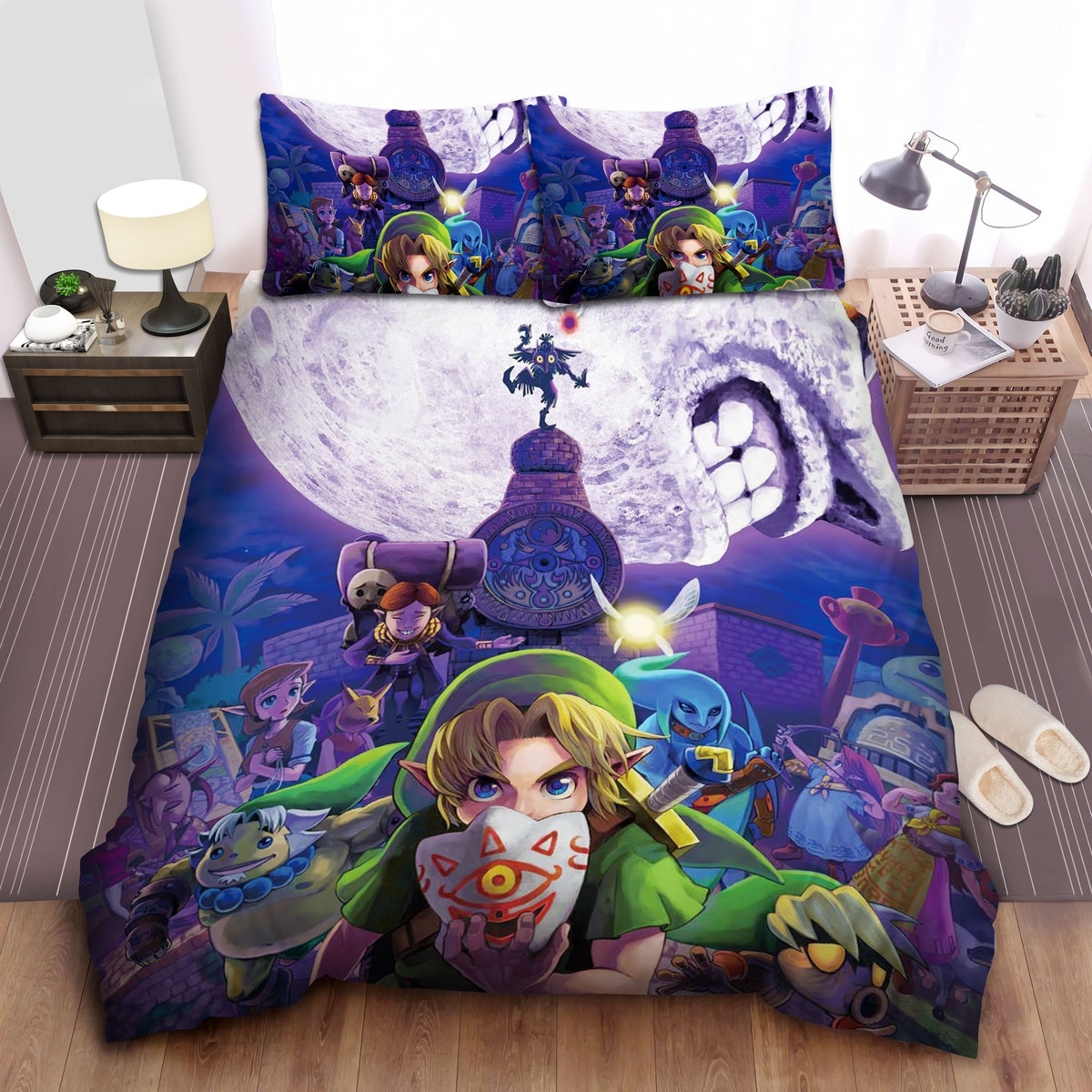 The Legend Of Zelda Majora's Mask Artwork Bed Sheets Spread Comforter Duvet Cover Bedding Set - Unique Anime Apparel for Fans