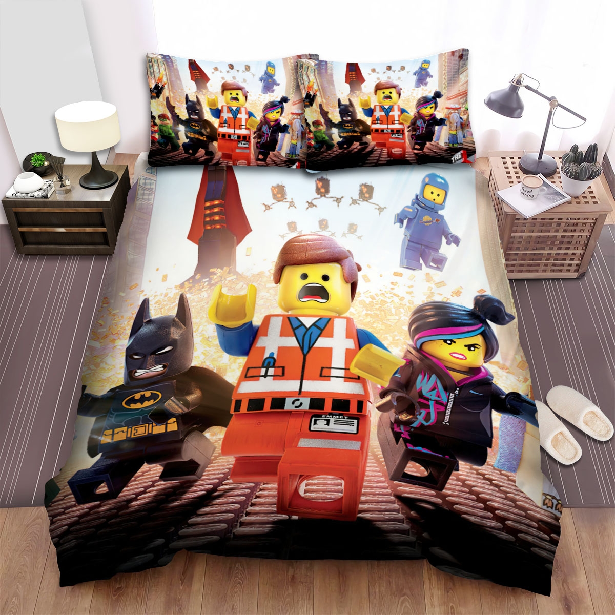 The Lego Movie (2014) Flight Movie Poster Bed Sheets Spread Duvet Cover Bedding Set - Unique Anime Apparel for Fans