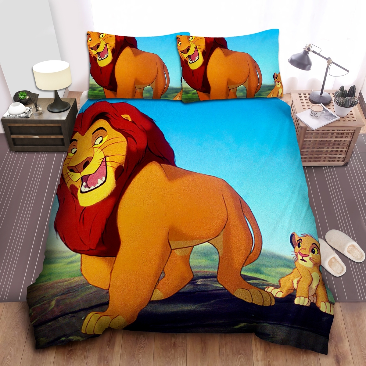 The Lion King Father And Son Movie Scene Bed Sheets Spread Duvet Cover Bedding Set - Unique Anime Apparel for Fans