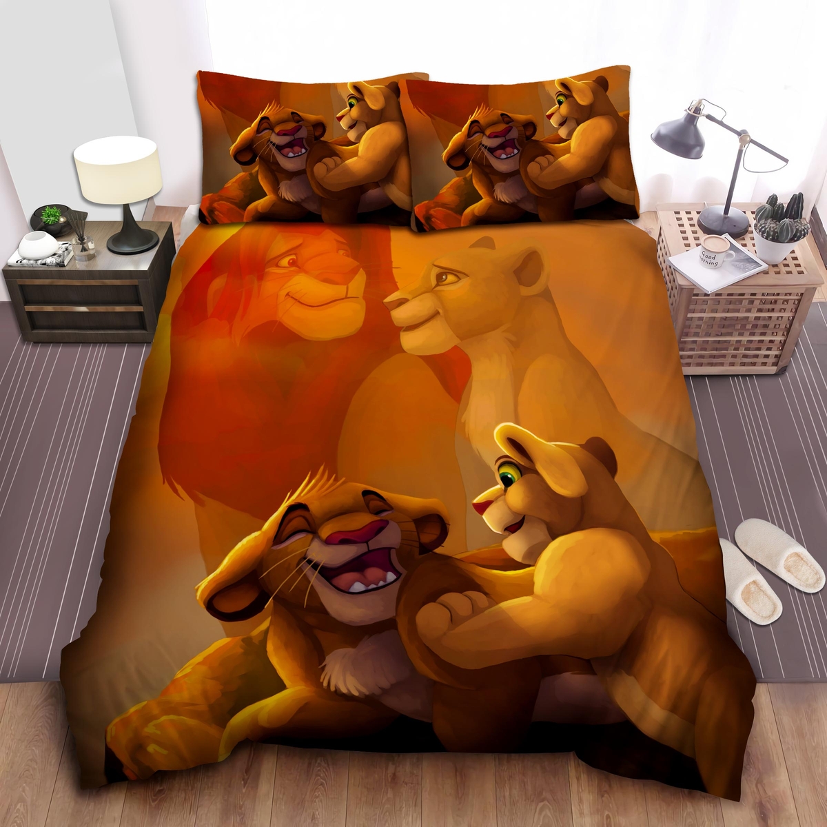 The Lion King Simba & Nala Artwork Bed Sheets Spread Duvet Cover Bedding Set - Unique Anime Apparel for Fans