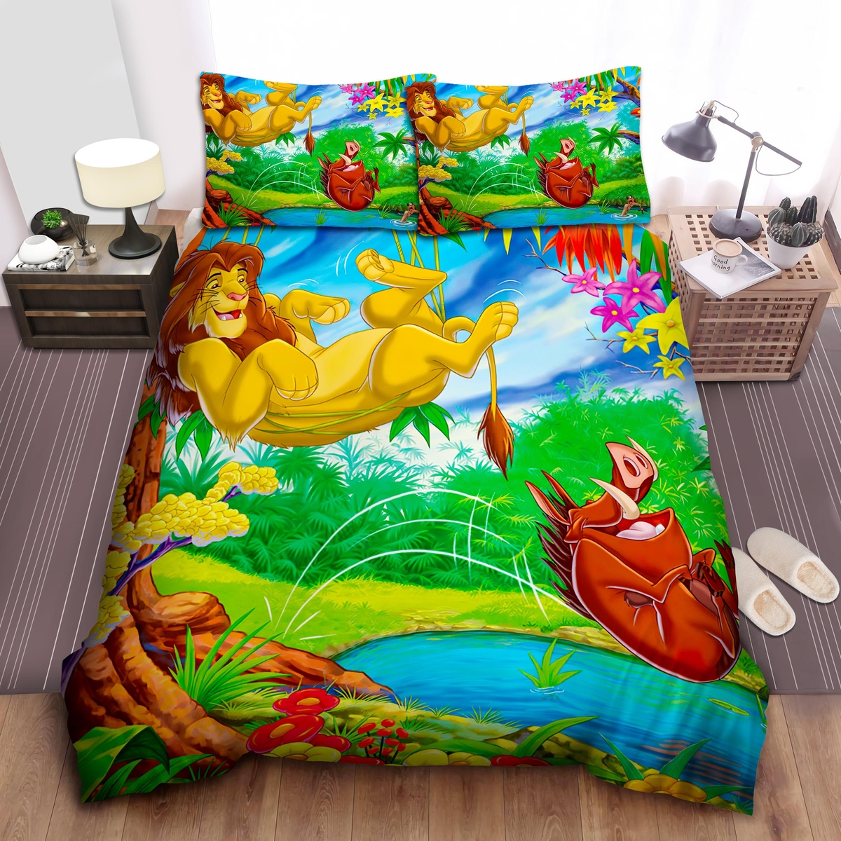 The Lion King Simba Timon & Pumbaa Hakuna Matata Bed Sheets Spread Duvet Cover Bedding Set - Unique Anime Apparel for Fans
