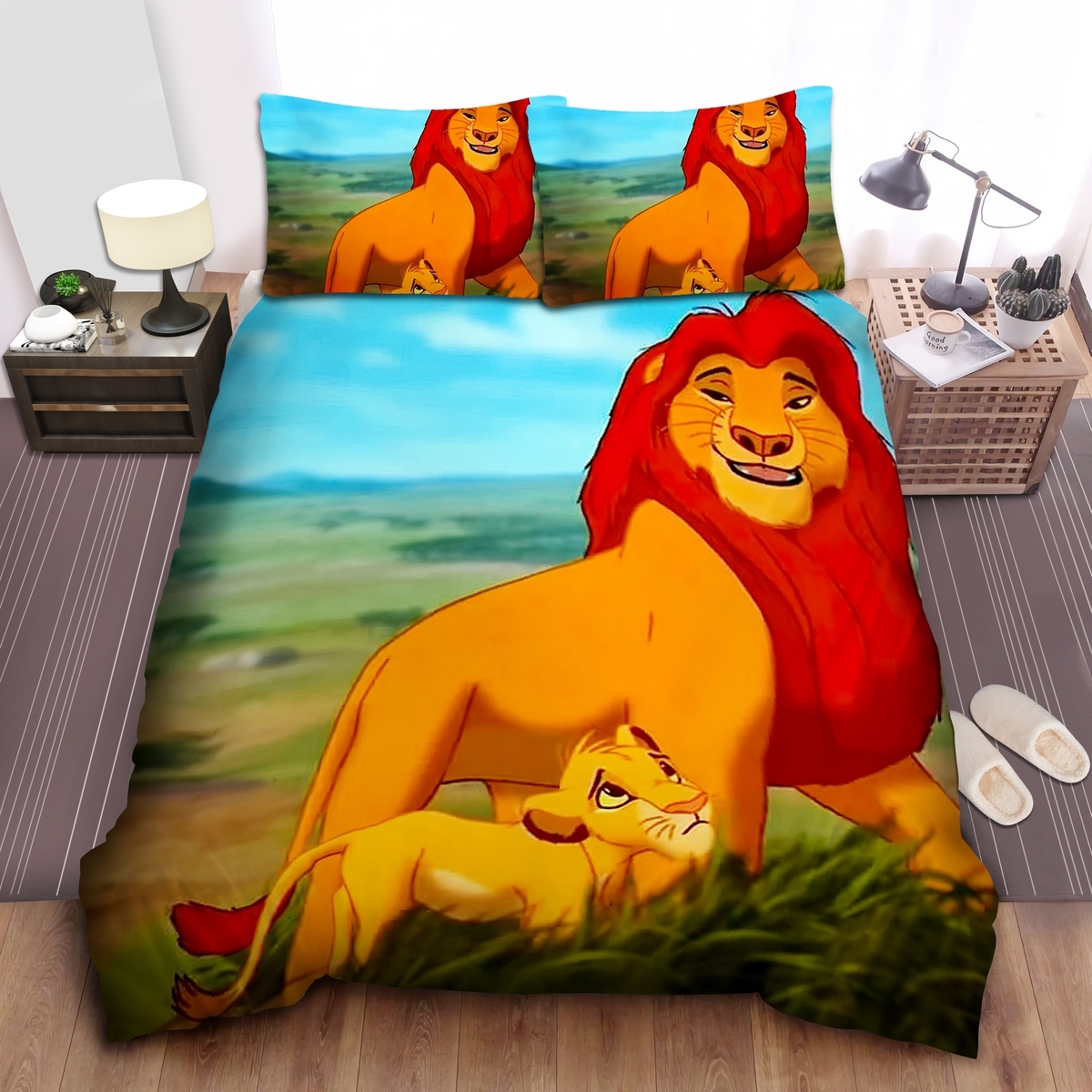 The Lion King Young Simba & Mufasa Bed Sheets Spread Duvet Cover Bedding Set - Unique Anime Apparel for Fans