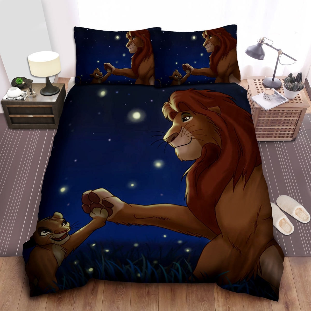 The Lion King Young Simba & Mufasa Paw To Paw Bed Sheets Spread Duvet Cover Bedding Set - Unique Anime Apparel for Fans