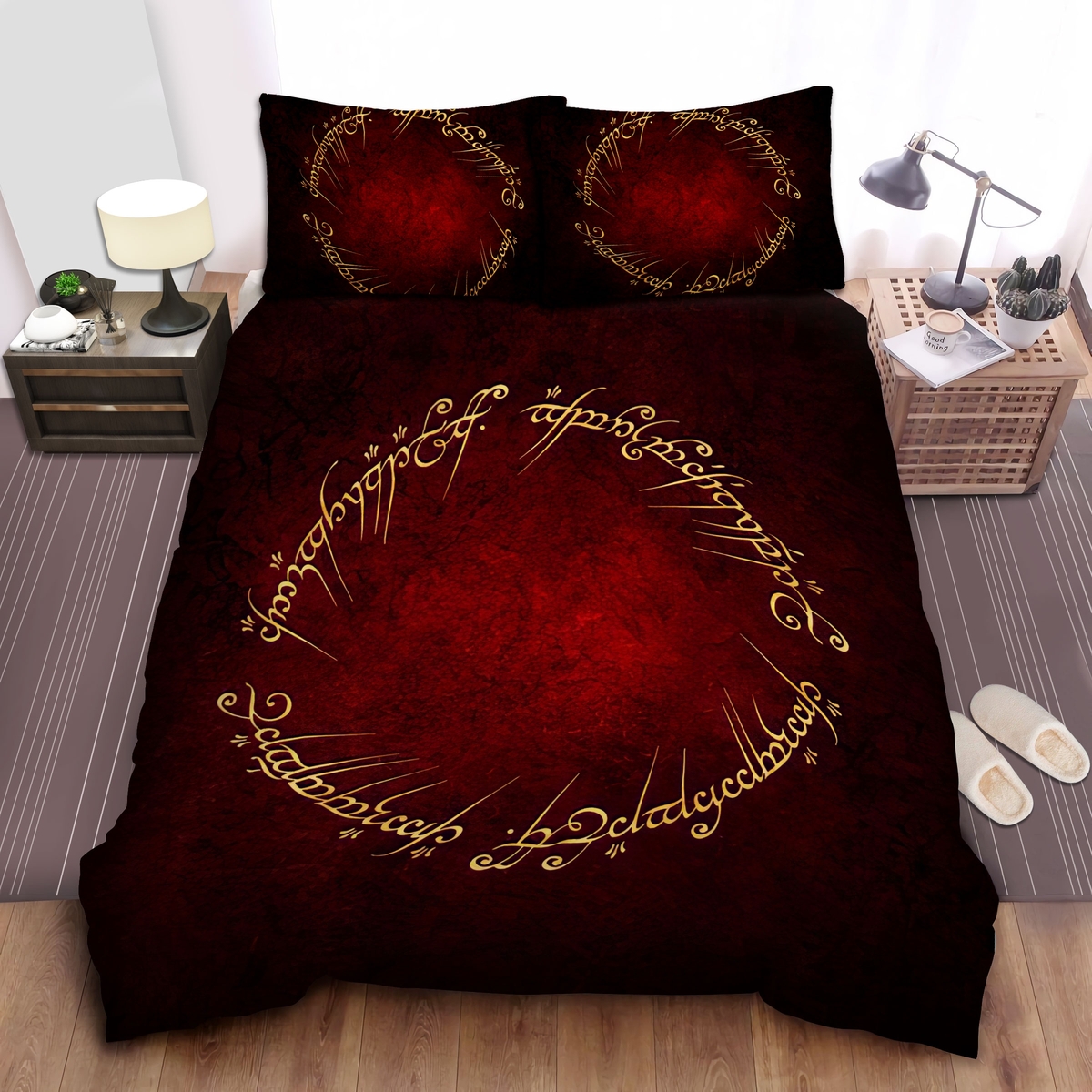 The Lord Of The Ring Letters On The Ring Bed Sheets Spread Duvet Cover Bedding Set - Unique Anime Apparel for Fans