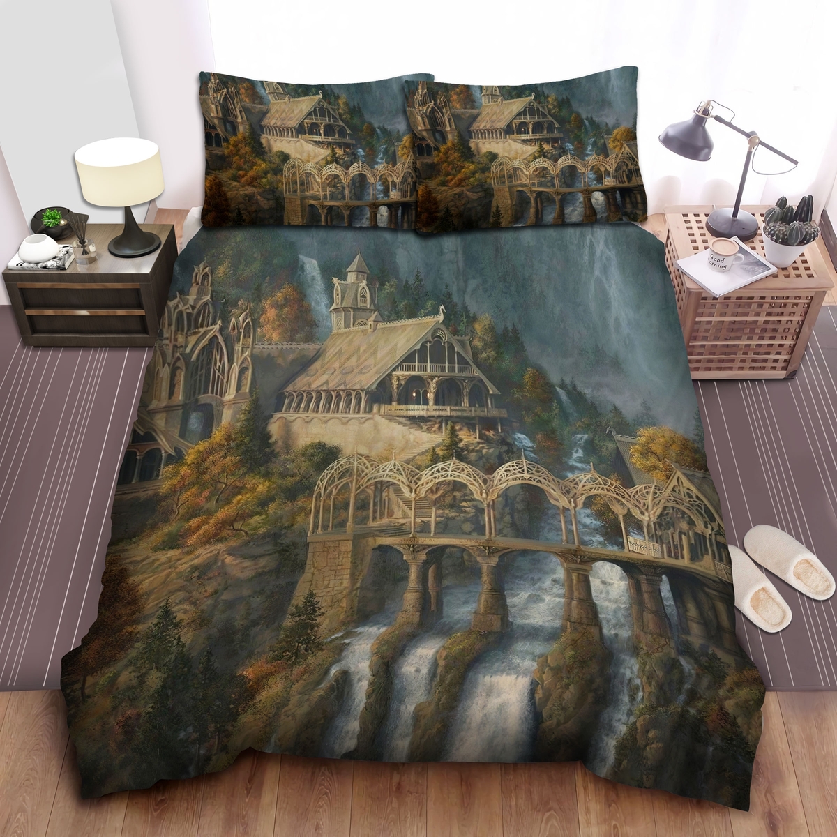 The Lord Of The Ring The Rivendell Pattern Bed Sheets Spread Duvet Cover Bedding Set - Unique Anime Apparel for Fans